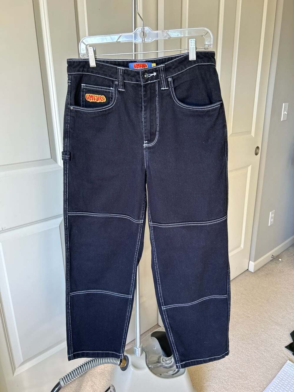 Empyre Black Contrast Stitch Double Knee Carpenter Pants Size 30 x 28